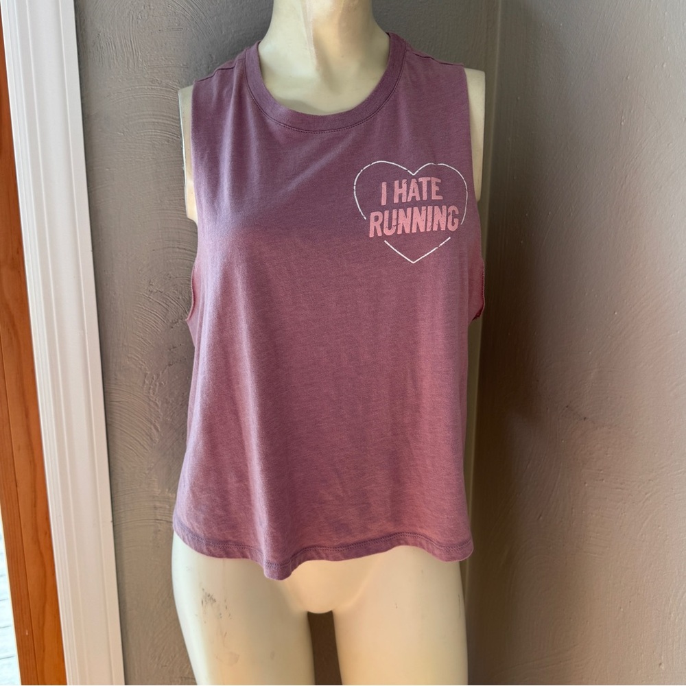 Pep & BB I hate running sleeveless cropped athletic tank size large mauve